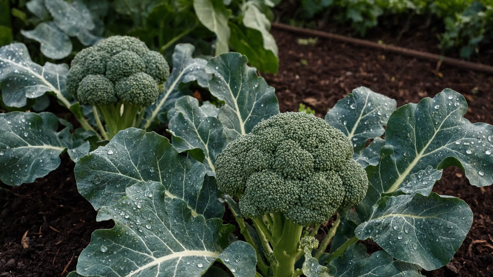 Fresh broccoli crowns at the peak of harvest